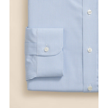 Pure Supima Cotton Regular-Finish Polo Button Down Collar, Micro Windowpane Dress Shirt