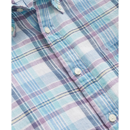 Irish Linen Polo Button Down Collar, Plaid Shirt