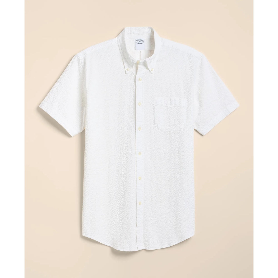 Stretch Cotton Seersucker Button-Down Collar Short-Sleeve Sport Shirt