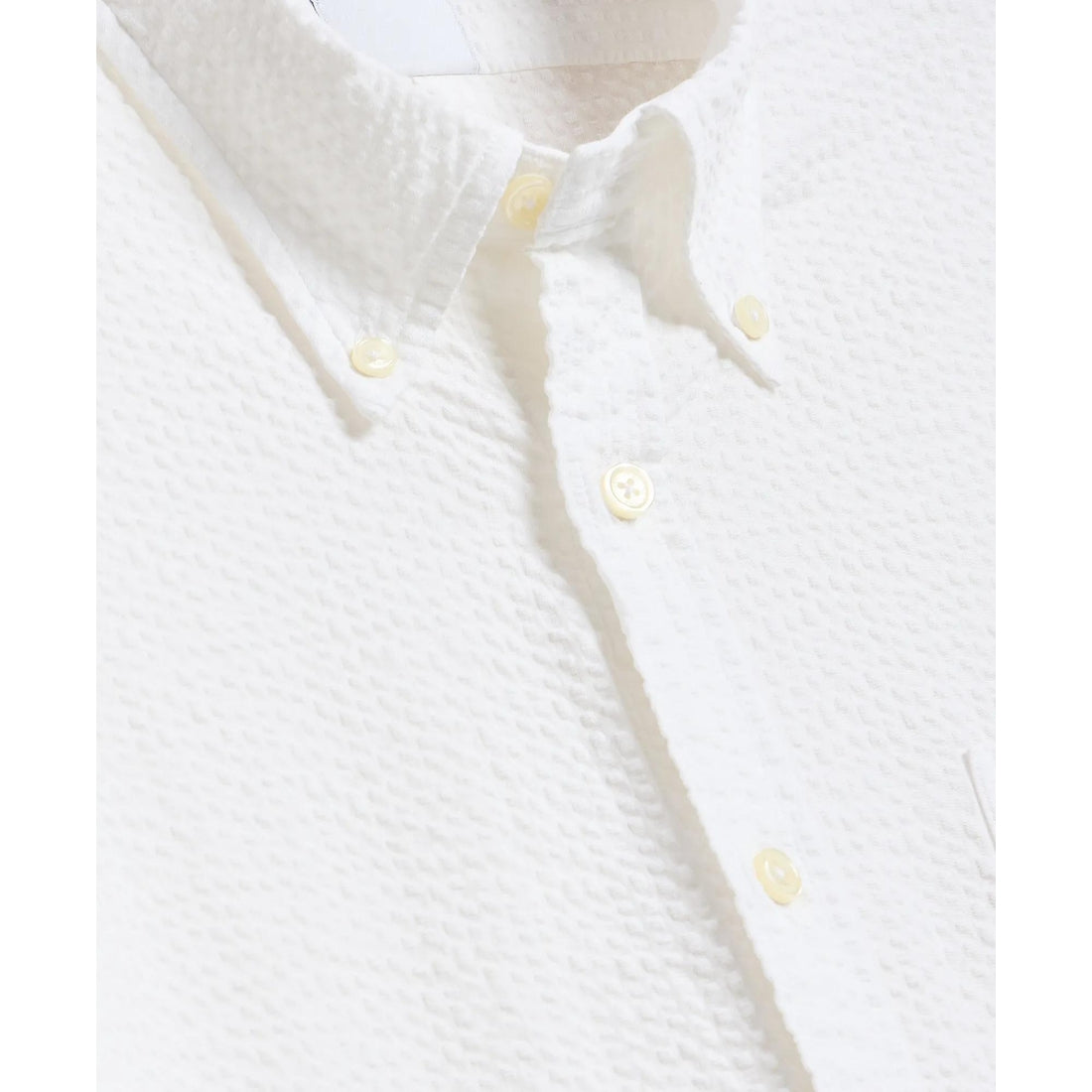 Stretch Cotton Seersucker Button-Down Collar Short-Sleeve Sport Shirt