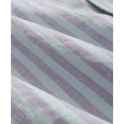 Irish Linen Camp Collar, Striped Short-Sleeve Shirt