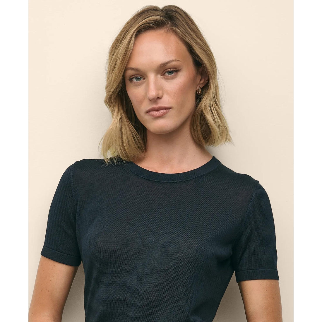 Classic Short-Sleeve Jersey Crewneck Sweater