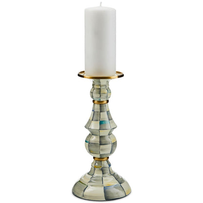 Mackenzie-Childs Sterling Check Large Pillar Candlestick