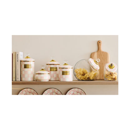 Mackenzie-Childs Rosy Check Enameled Steel Small Canister