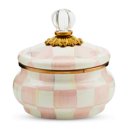 Mackenzie-Childs Rosy Check Enameled Steel Squashed Pot