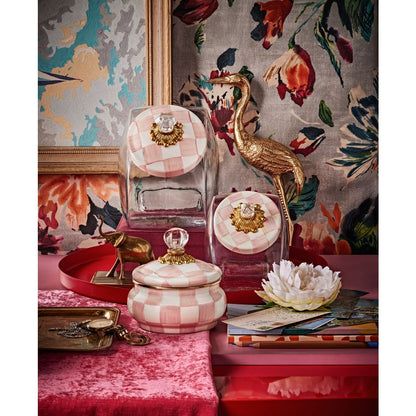 Mackenzie-Childs Rosy Check Enameled Steel Squashed Pot