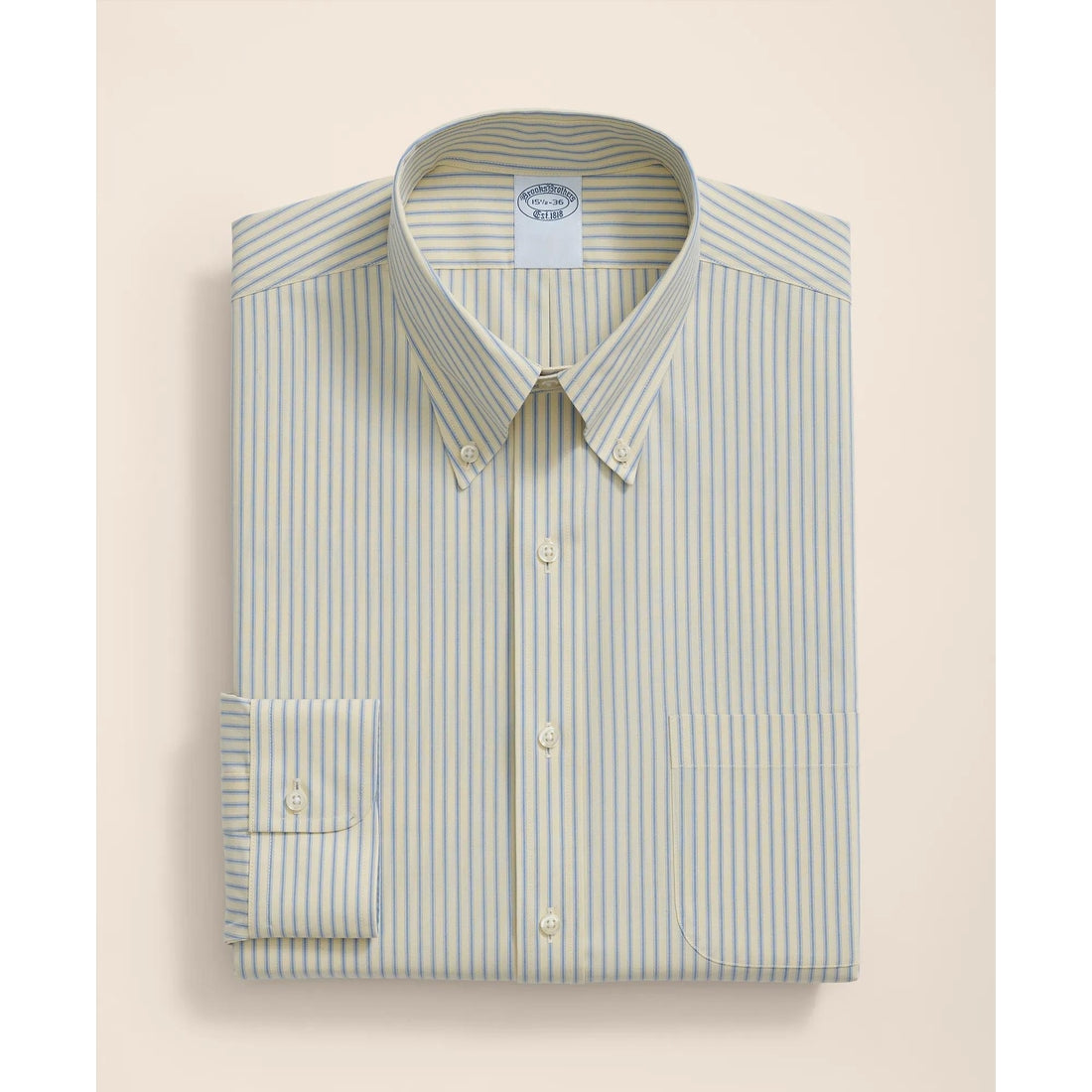 Stretch Supima Cotton Non-Iron Broadcloth Polo Button-Down Collar, Striped Dress Shirt