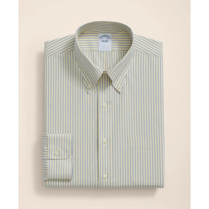 Stretch Supima Cotton Non-Iron Broadcloth Polo Button-Down Collar, Striped Dress Shirt