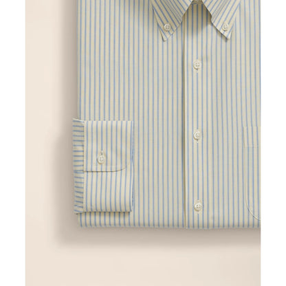 Stretch Supima Cotton Non-Iron Broadcloth Polo Button-Down Collar, Striped Dress Shirt