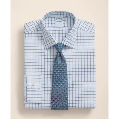 Brooks Brothers Explorer Collection Non-Iron Twill Ainsley Collar, Windowpane Dress Shirt