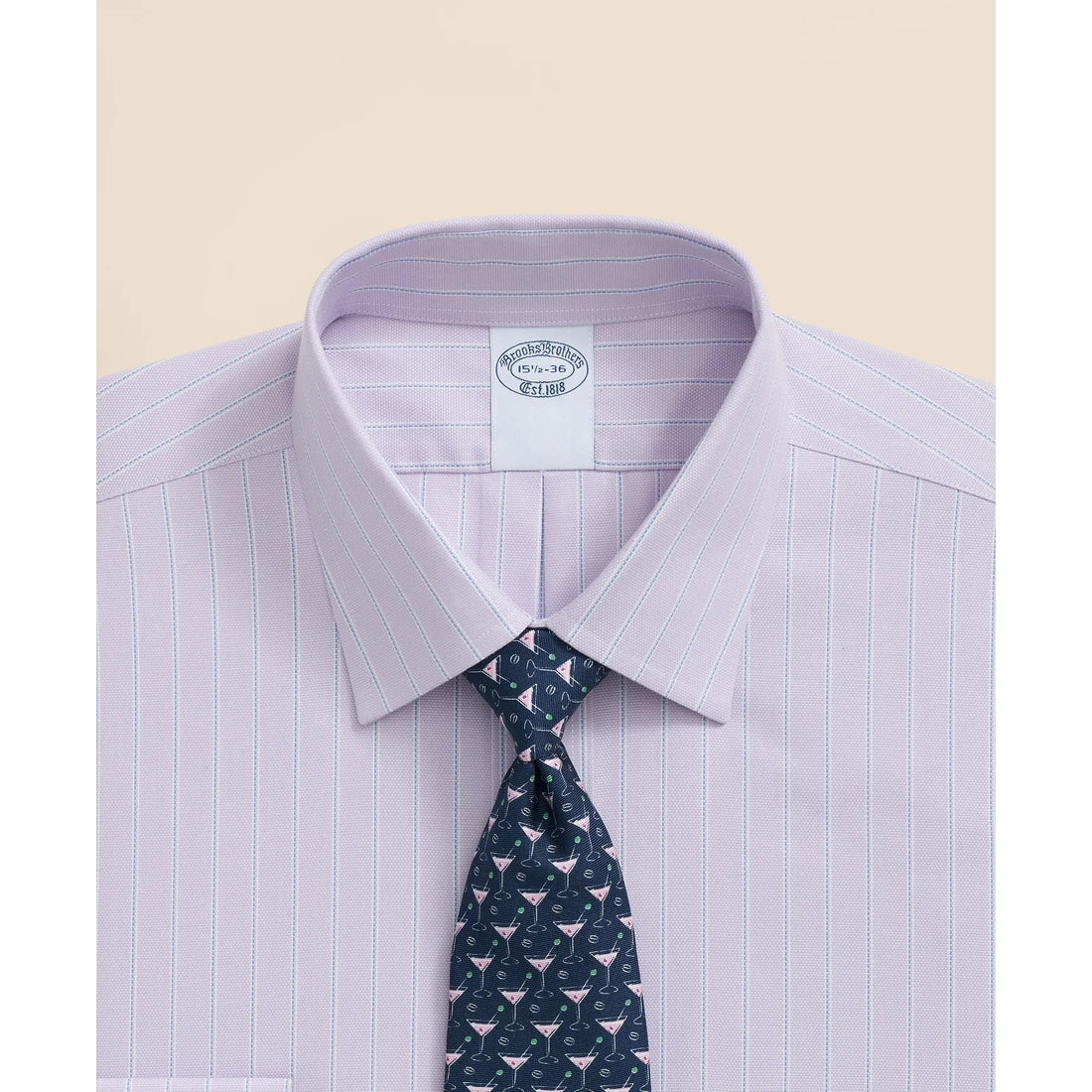 Stretch Supima Cotton Non-Iron Royal Oxford Ainsley Collar, Striped Dress Shirt