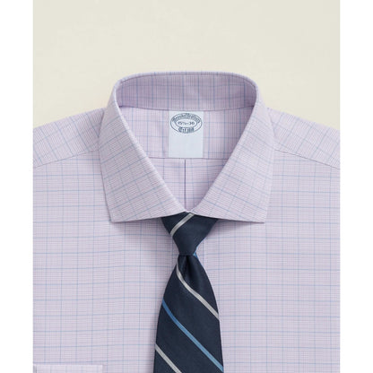 Stretch Supima Cotton Non-Iron Royal Oxford English Spread Collar, Checked Dress Shirt