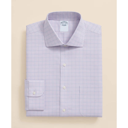 Stretch Supima Cotton Non-Iron Royal Oxford English Spread Collar, Checked Dress Shirt