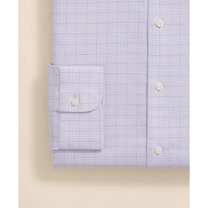 Stretch Supima Cotton Non-Iron Royal Oxford English Spread Collar, Checked Dress Shirt