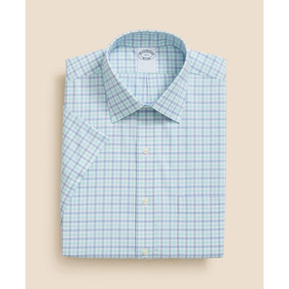 Stretch Supima Cotton Non-Iron Ainsley Collar, Alternating Check Short-Sleeve Dress Shirt