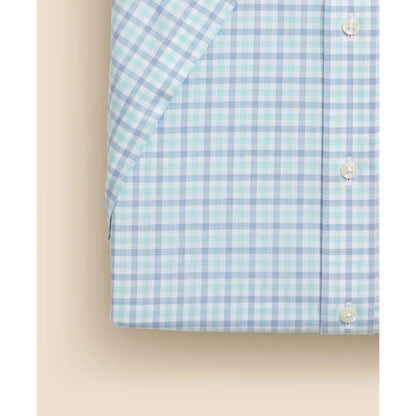 Stretch Supima Cotton Non-Iron Ainsley Collar, Alternating Check Short-Sleeve Dress Shirt