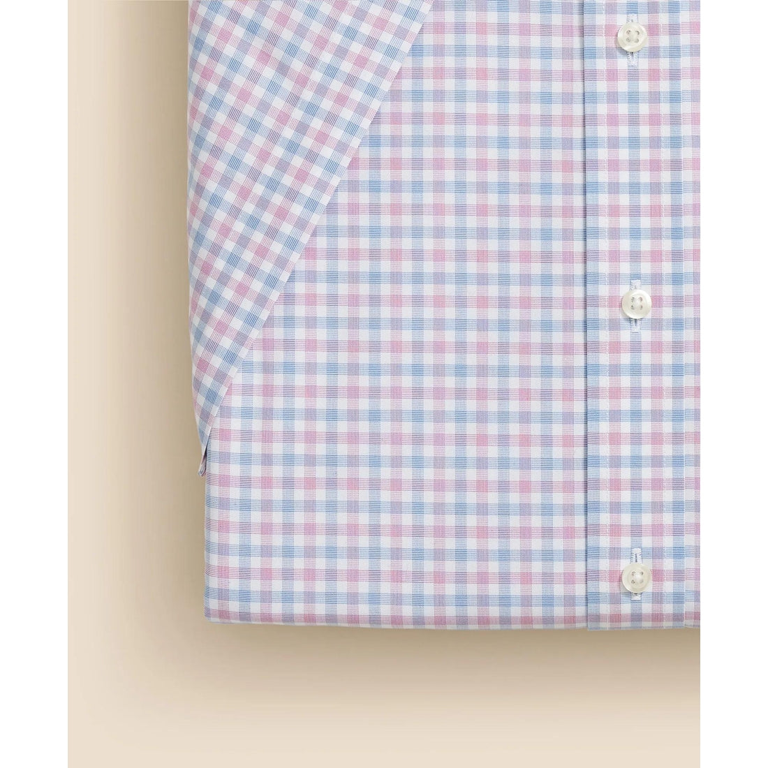 Stretch Supima Cotton Non-Iron Ainsley Collar, Alternating Check Short-Sleeve Dress Shirt