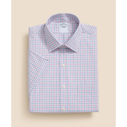 Stretch Supima Cotton Non-Iron Ainsley Collar, Alternating Check Short-Sleeve Dress Shirt