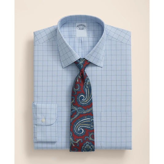 Stretch Supima Cotton Non-Iron Pinpoint Oxford Ainsley Collar, Ground Check Dress Shirt