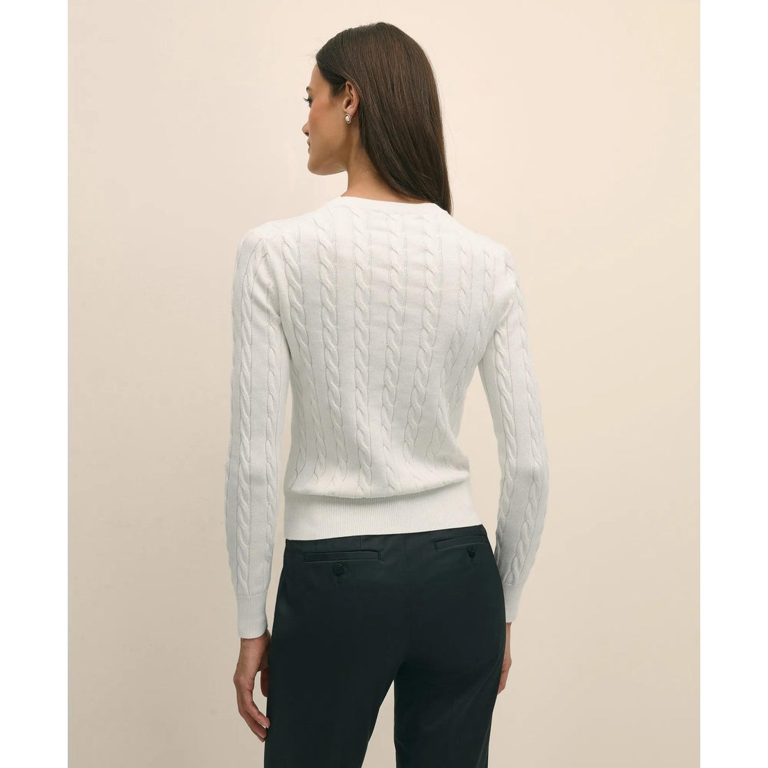 Supima Cotton Cable Crewneck Sweater