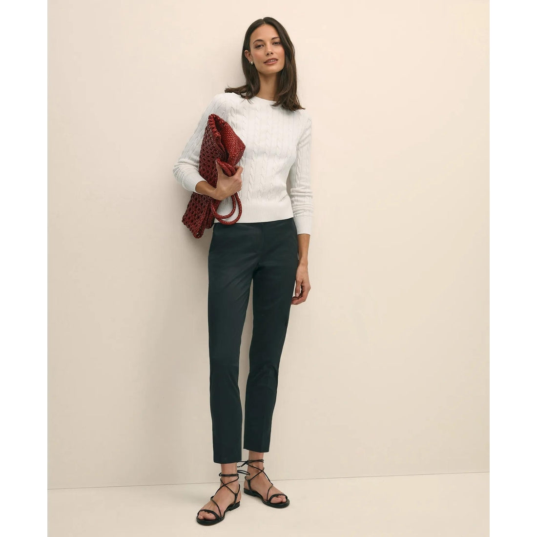 Supima Cotton Cable Crewneck Sweater