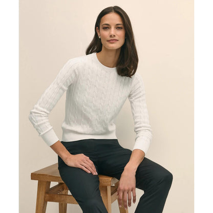 Supima Cotton Cable Crewneck Sweater