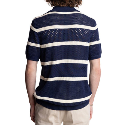 Paisley & Gray Men's Slim Fit Short Sleeve Striped Crochet Cardigan Sweater