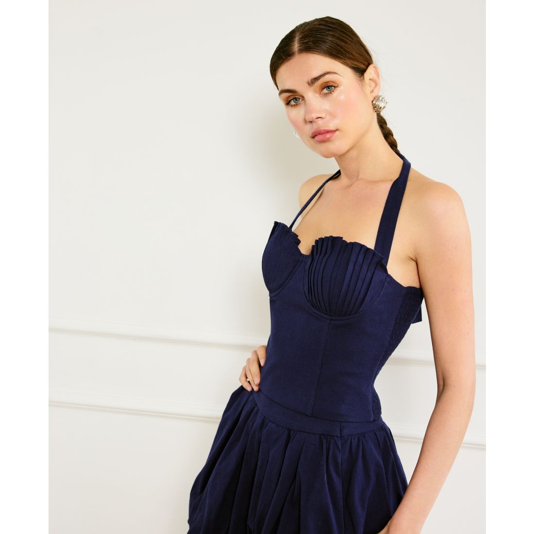 Line & Dot Women's Pearla Pleated-Bust Halter Top