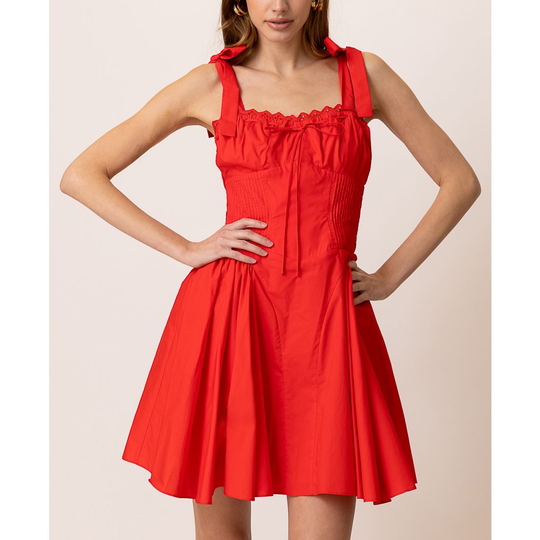 Line & Dot Women's Anessa Pleated-Waist Mini Dress