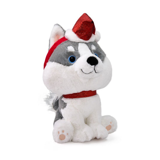 Geoffrey's Toy Box 10" Husky with Christmas Hat Plush Toy, Created for Macy's