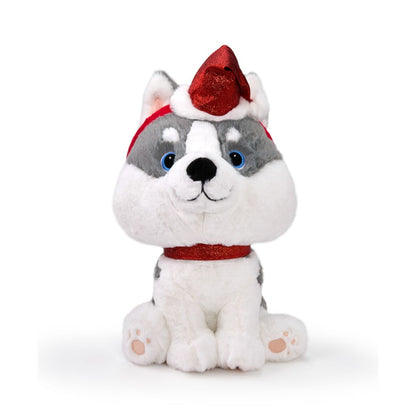 Geoffrey's Toy Box 10" Husky with Christmas Hat Plush Toy, Created for Macy's