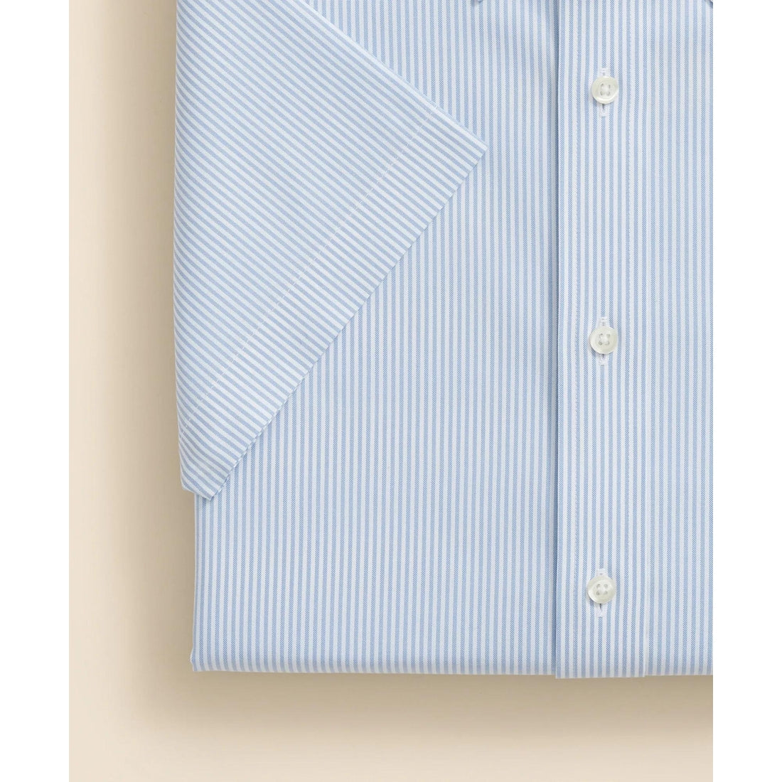 Stretch Supima Cotton Non-Iron Polo Button Down Collar, Mini Stripe Short-Sleeve Dress Shirt