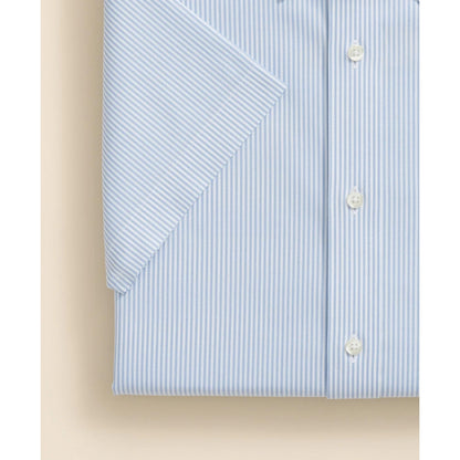 Stretch Supima Cotton Non-Iron Polo Button Down Collar, Mini Stripe Short-Sleeve Dress Shirt