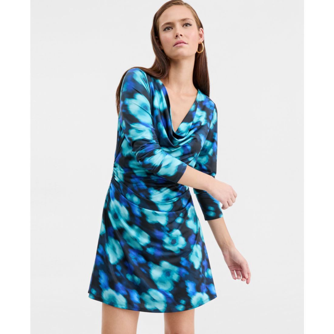 Bar Iii Women's Printed Cowlneck Minidress, Macy's Exclusive