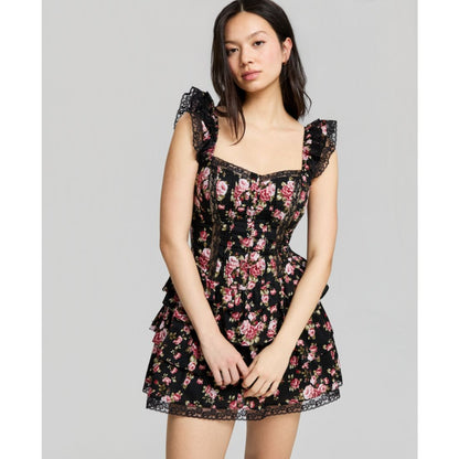 And Now This Women's Cotton Corset Ruffled Mini Dress