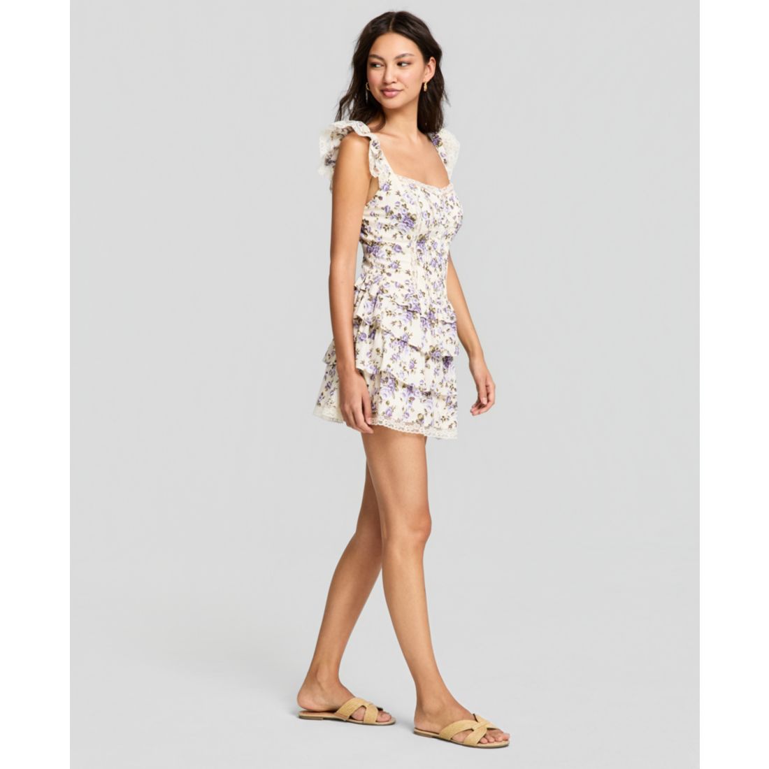 And Now This Women's Cotton Corset Ruffled Mini Dress