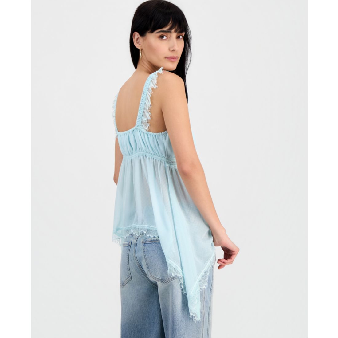 Women's Lace-Trim Handkerchief-Hem Tank Top, Macy's Exclusive