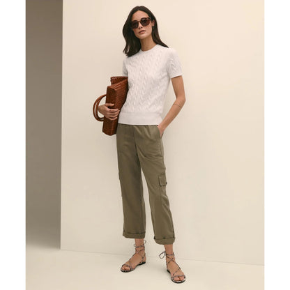 Supima Cotton Cable Short-Sleeve Sweater Shell