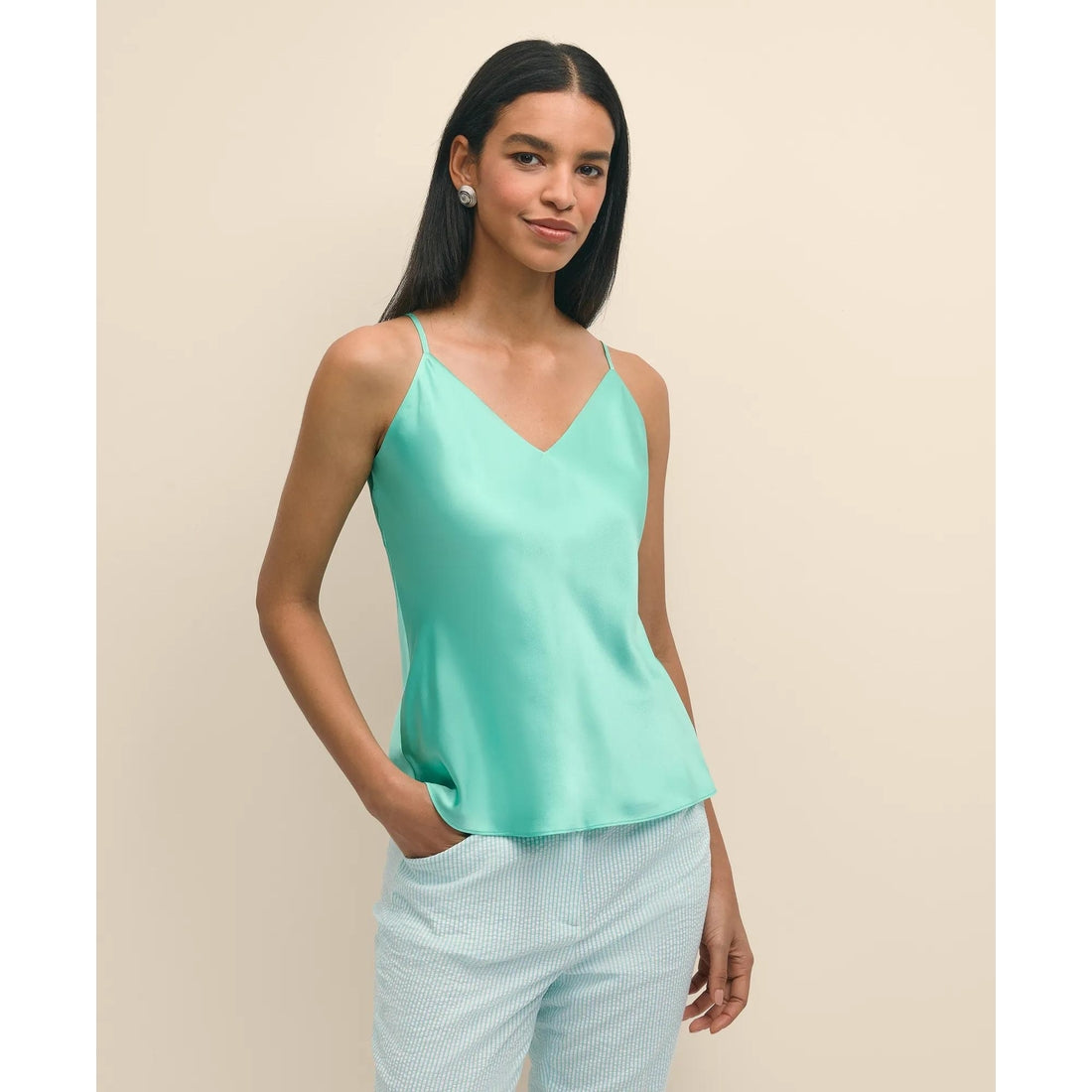 V-Neck Camisole in Washable Silk Charmeuse