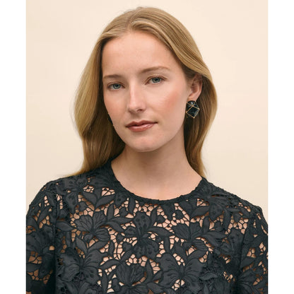 Relaxed Short-Sleeve Semi-Sheer Lace Top