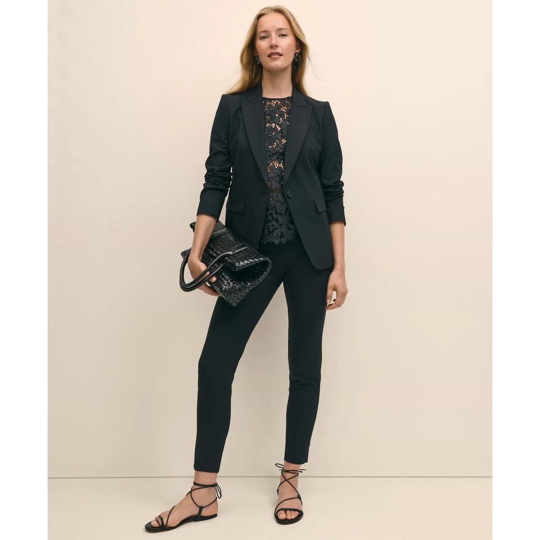 Relaxed Short-Sleeve Semi-Sheer Lace Top