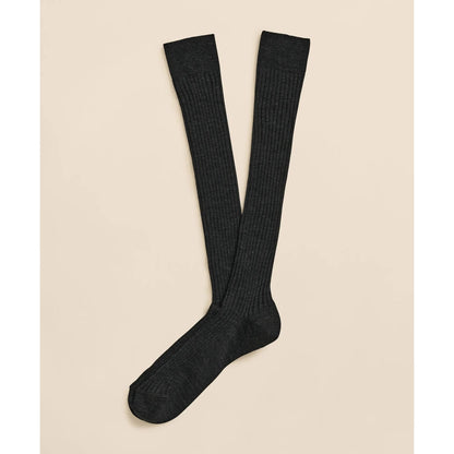 Merino Wool Blend Over-the-Calf Ribbed Socks