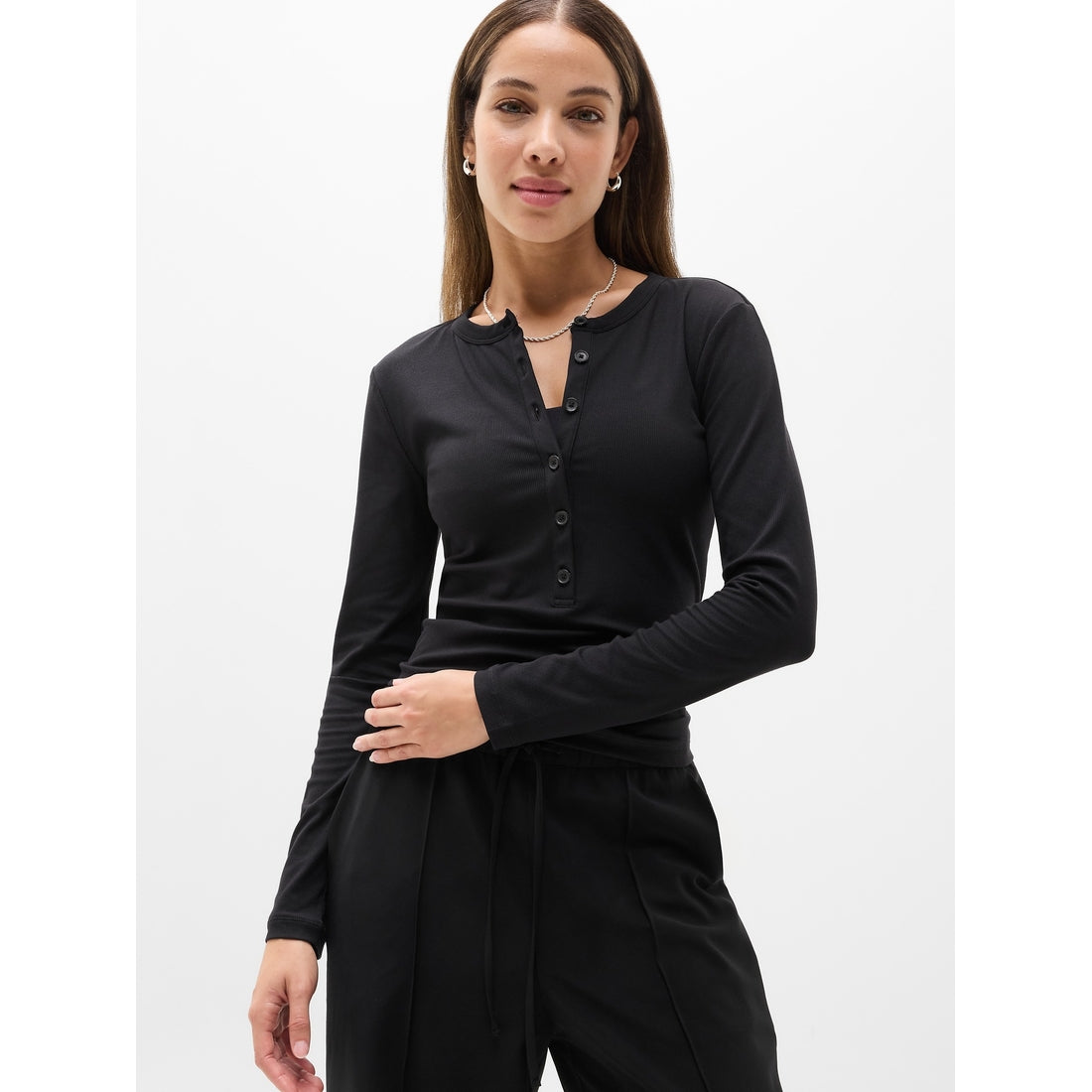 Women's Signature Rib Long Sleeve Henley Top