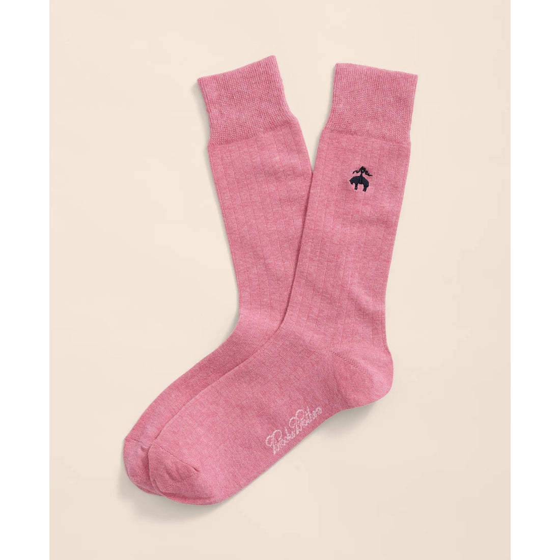 Cotton Blend Ribbed Socks with Embroidered Golden Fleece