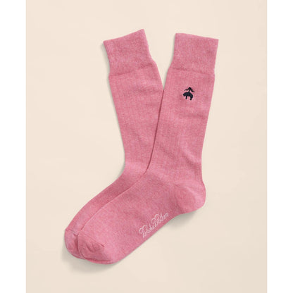 Cotton Blend Ribbed Socks with Embroidered Golden Fleece
