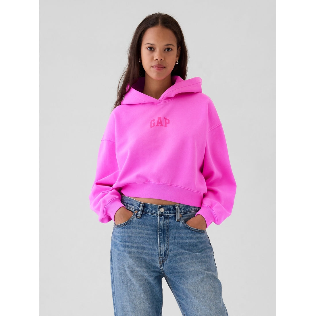 Women's Vintagesoft Oversized Crop Logo Hoodie