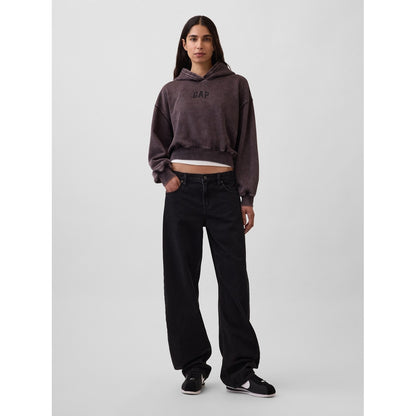 Women's Vintagesoft Oversized Crop Logo Hoodie