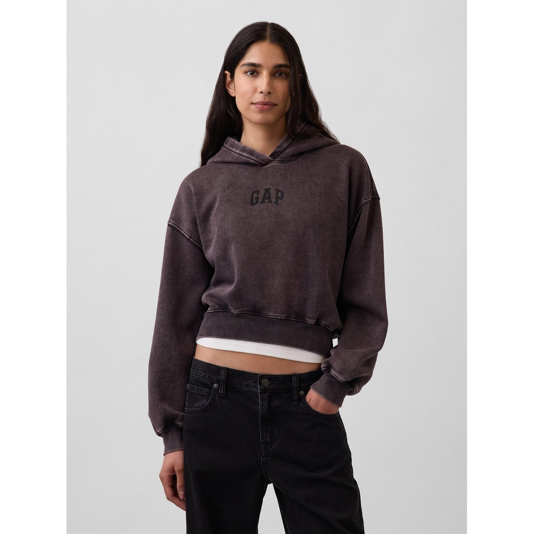 Women's Vintagesoft Oversized Crop Logo Hoodie