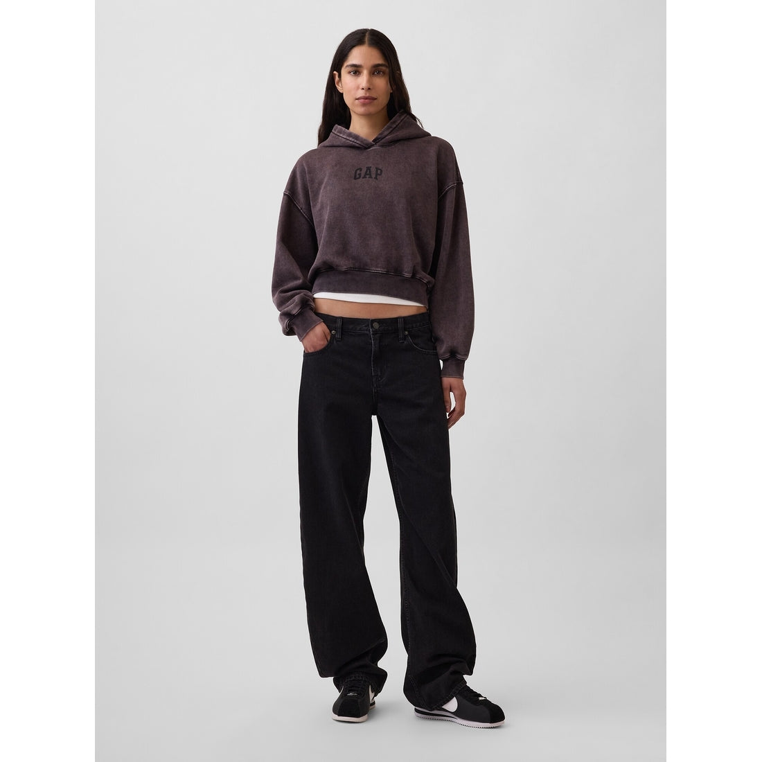 Women's Vintagesoft Oversized Crop Logo Hoodie