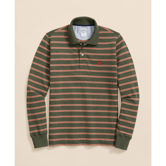 Golden Fleece Stretch Supima Long-Sleeve Striped Polo Shirt
